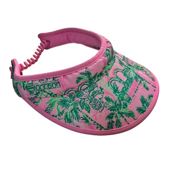 Lilly Pulitzer Always Worth It Pink Green Palm Print O/S Golf Visor Hat - Picture 3 of 8